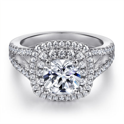 925 Sterling Silver 2 Carat Zircon Wedding Ring – Elegant Heart-Shaped Bridal Jewelry