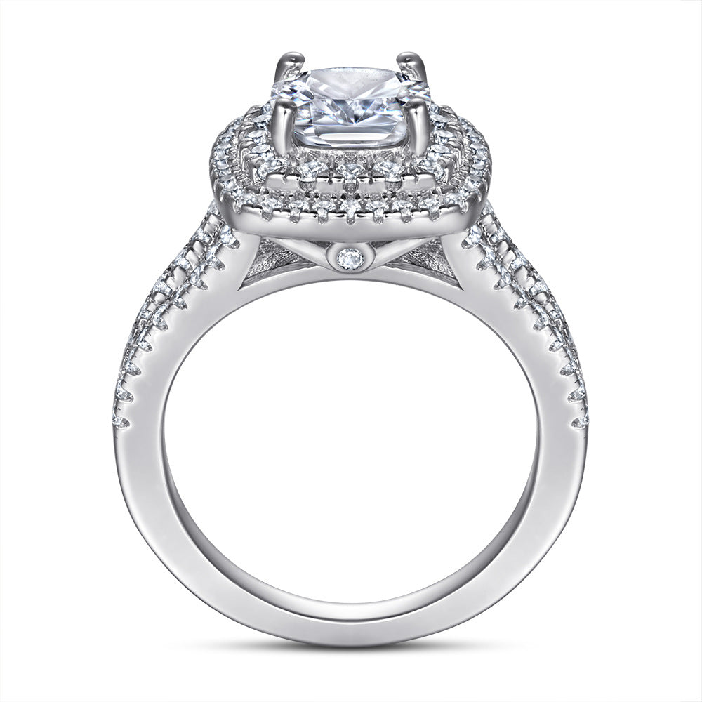 925 Sterling Silver 2 Carat Zircon Wedding Ring – Elegant Heart-Shaped Bridal Jewelry