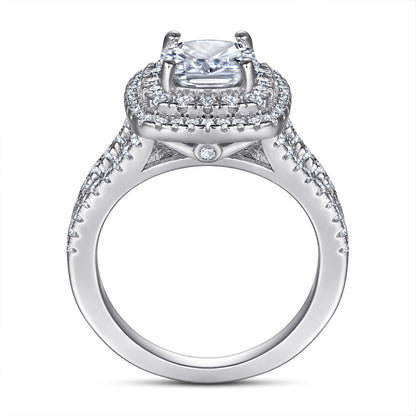 925 Sterling Silver 2 Carat Zircon Wedding Ring – Elegant Heart-Shaped Bridal Jewelry