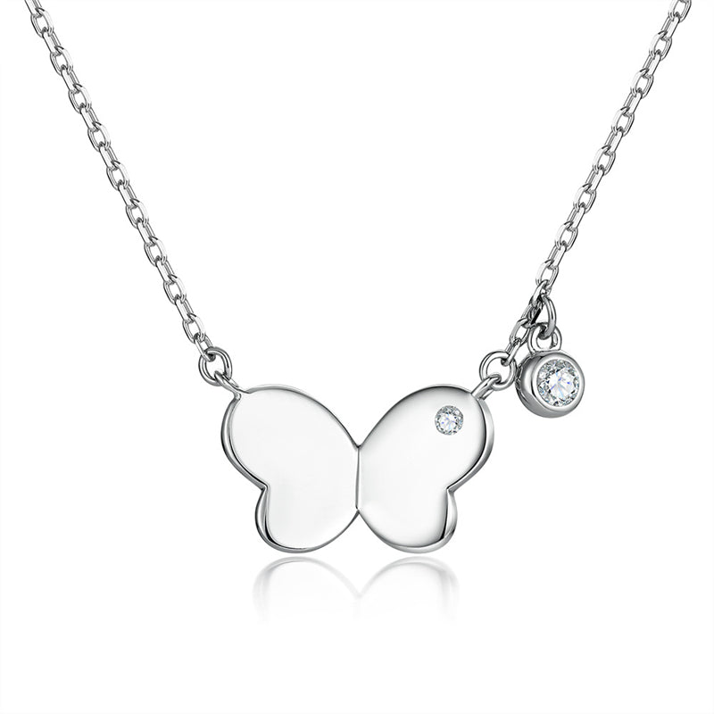 925 Sterling Silver 3D Bow Pendant Necklace - Elegant Butterfly Inspired Collarbone Chain