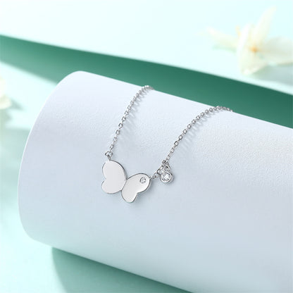 925 Sterling Silver 3D Bow Pendant Necklace - Elegant Butterfly Inspired Collarbone Chain