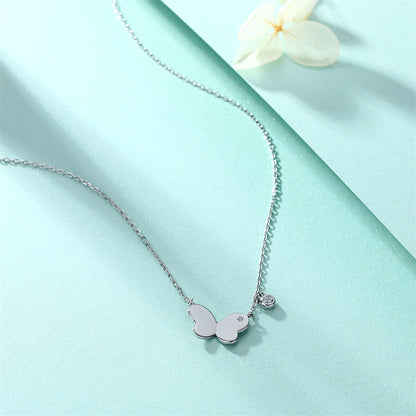 925 Sterling Silver 3D Bow Pendant Necklace - Elegant Butterfly Inspired Collarbone Chain