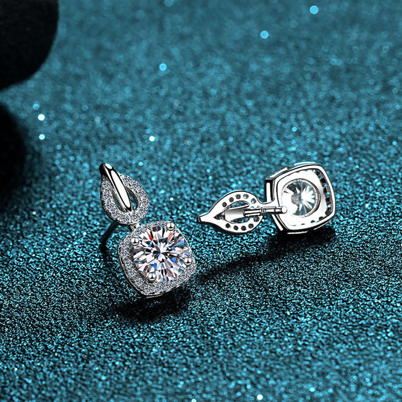 925 Sterling Silver 4-Prong Floral Moissanite Stud Earrings - 1.6CT with Zircon Accents