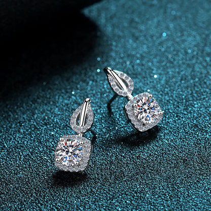 925 Sterling Silver 4-Prong Floral Moissanite Stud Earrings - 1.6CT with Zircon Accents