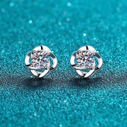 925 Sterling Silver 4-Prong Moissanite Stud Earrings - 0.3CT/0.5CT Floral Inspired Elegance