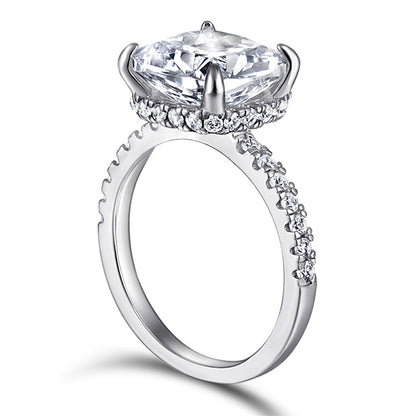 925 Sterling Silver 4.5ct Princess-Cut Rectangular Zircon Ring – Luxury 5A Simulated Diamond Jewelry
