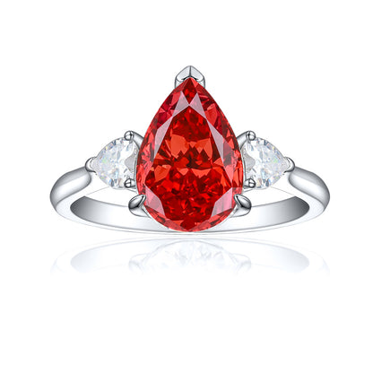 925 Sterling Silver 4ct Fire-Ice Cut Teardrop Ring – Luxury High Carbon Zircon Statement Jewelry