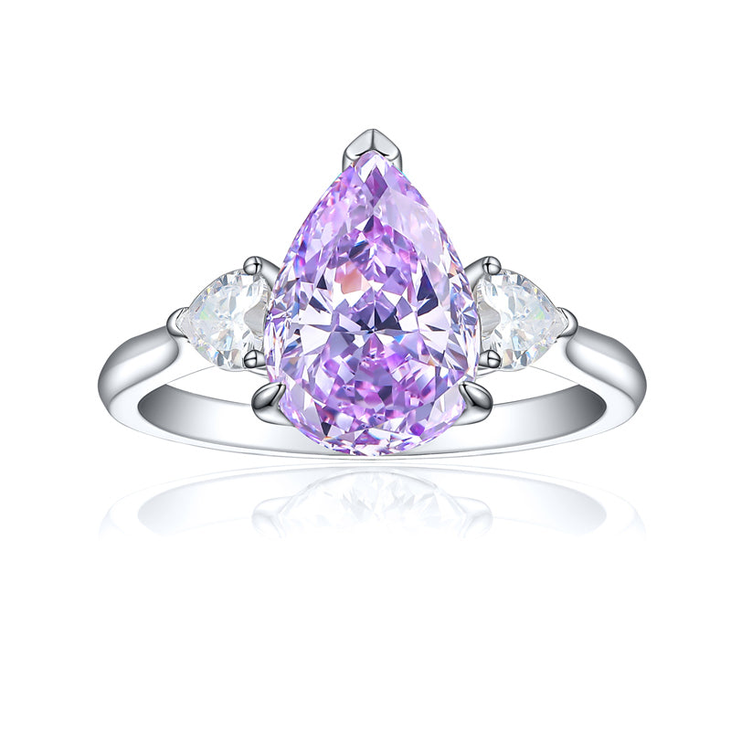 925 Sterling Silver 4ct Fire-Ice Cut Teardrop Ring – Luxury High Carbon Zircon Statement Jewelry