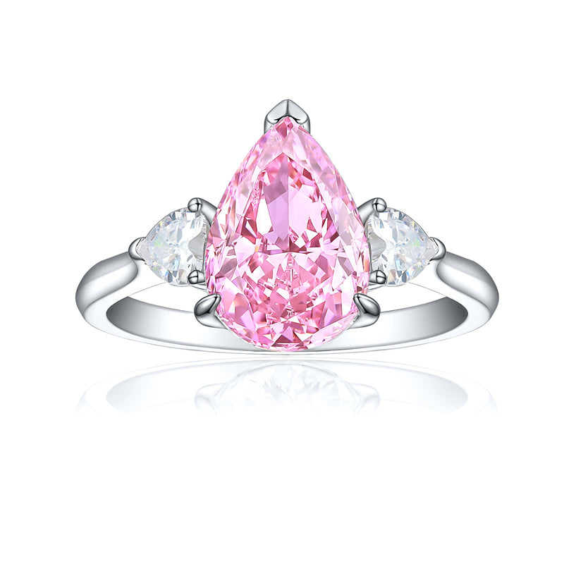925 Sterling Silver 4ct Fire-Ice Cut Teardrop Ring – Luxury High Carbon Zircon Statement Jewelry