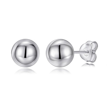 925 Sterling Silver 8mm Ball Stud Earrings – Minimalist Korean-Style Jewelry