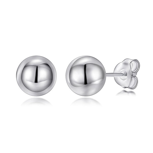 925 Sterling Silver 8mm Ball Stud Earrings – Minimalist Korean-Style Jewelry