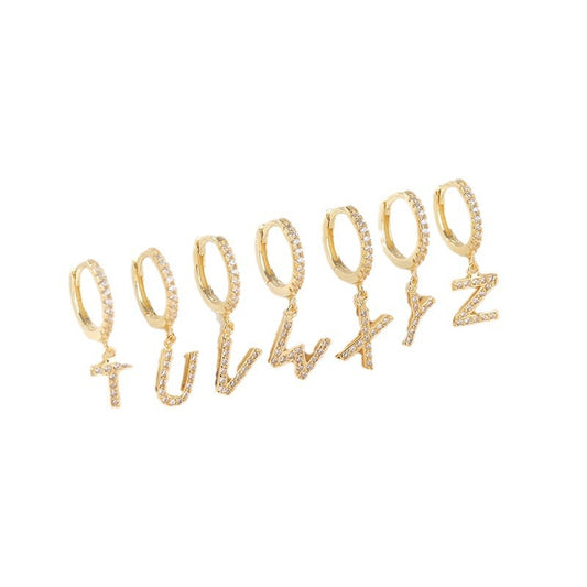 925 Sterling Silver Alphabet Ear Cuffs - A-Z Initial CZ Earrings for Women