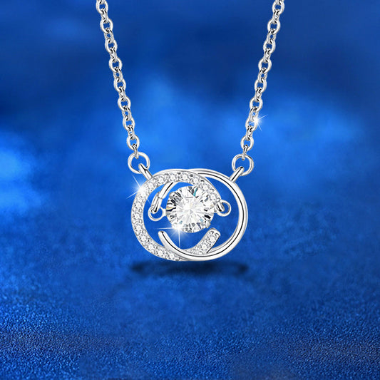 925 Sterling Silver Alphabet Pendant Necklace with 1ct Moissanite Cross Chain Women's Minimalist Jewelry