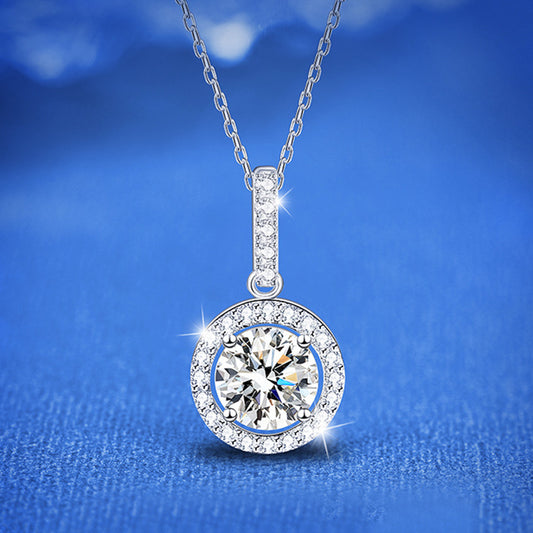 925 Sterling Silver Alphabet Pendant Necklace with 1ct Moissanite Cross Chain Women's Rhodium Plated Light Luxury Jewelry