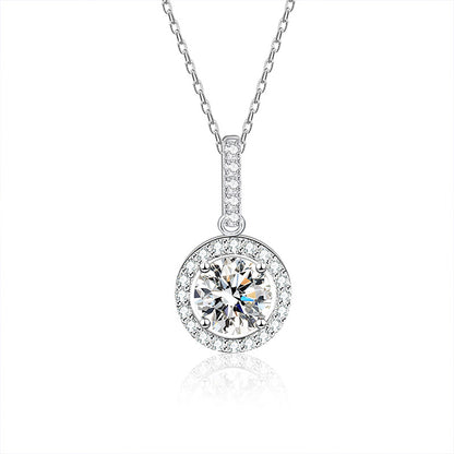 925 Sterling Silver Alphabet Pendant Necklace with 1ct Moissanite Cross Chain Women's Rhodium Plated Light Luxury Jewelry