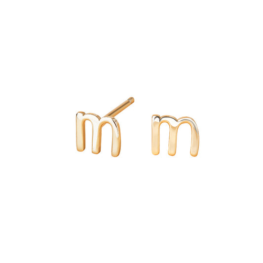 925 Sterling Silver Alphabet Stud Earrings Set - Electroplated Korean Style Letter Design with Plastic Ear Stoppers (Multiple Styles
