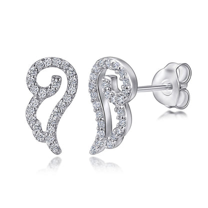 925 Sterling Silver Angel Wing Stud Earrings – Elegant Winged Jewelry for Women