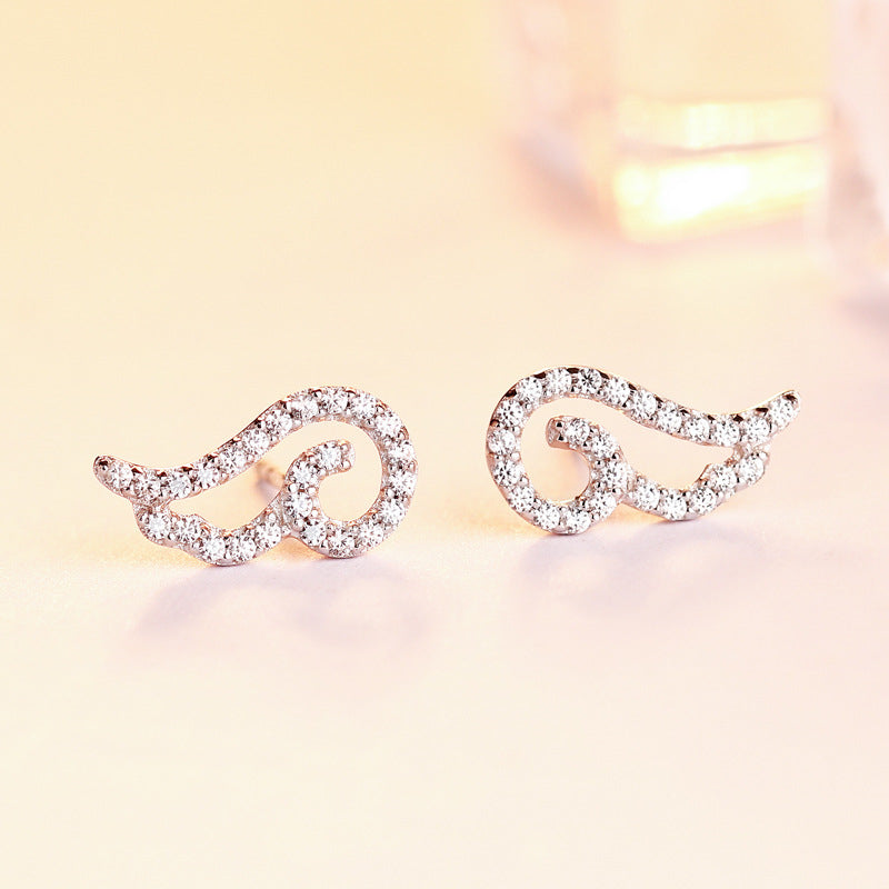 925 Sterling Silver Angel Wing Stud Earrings – Elegant Winged Jewelry for Women