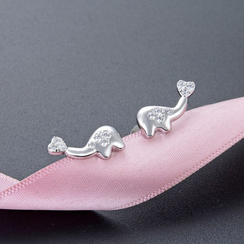 925 Sterling Silver Animal Geometric Stud Earrings - Electroplated Korean Style Minimalist Earrings with Plastic Stoppers
