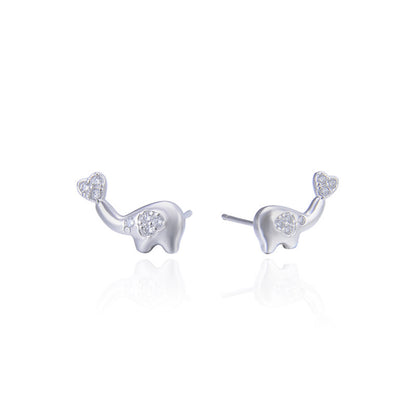 925 Sterling Silver Animal Geometric Stud Earrings - Electroplated Korean Style Minimalist Earrings with Plastic Stoppers