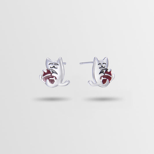 925 Sterling Silver Animal Stud Earrings - Electroplated Cartoon Geometric Earrings with Plastic Stoppers