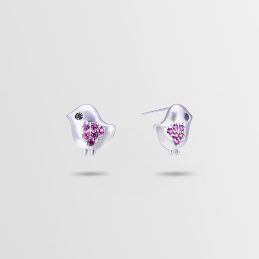 925 Sterling Silver Animal Stud Earrings - Electroplated Korean Style Cute Geometric Earrings with Plastic Backs