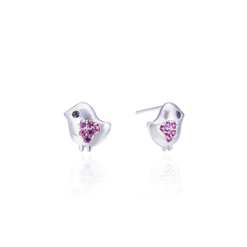 925 Sterling Silver Animal Stud Earrings - Electroplated Korean Style Cute Geometric Earrings with Plastic Backs