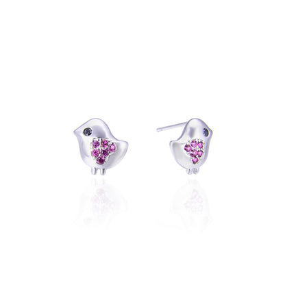 925 Sterling Silver Animal Stud Earrings - Electroplated Korean Style Cute Geometric Earrings with Plastic Backs