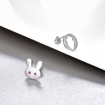 925 Sterling Silver Animal Stud Earrings - Electroplated Korean Style Geometric Cute Earrings with Plastic Ear Stoppers