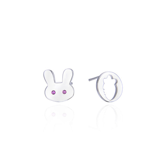 925 Sterling Silver Animal Stud Earrings - Electroplated Korean Style Geometric Cute Earrings with Plastic Ear Stoppers