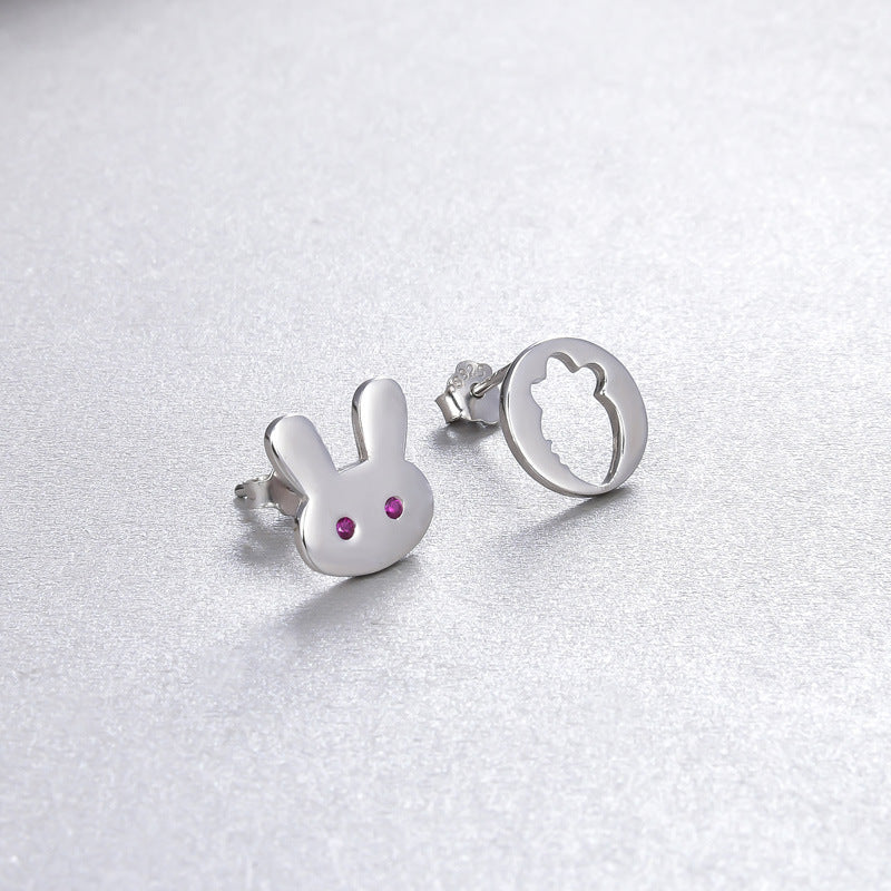 925 Sterling Silver Animal Stud Earrings - Electroplated Korean Style Geometric Cute Earrings with Plastic Ear Stoppers