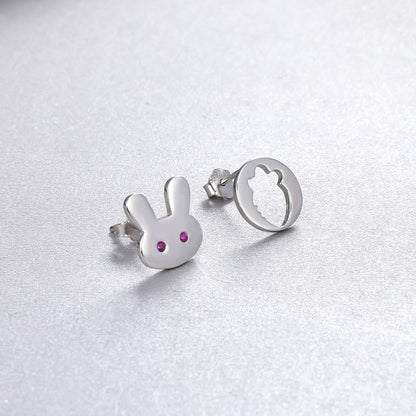 925 Sterling Silver Animal Stud Earrings - Electroplated Korean Style Geometric Cute Earrings with Plastic Ear Stoppers