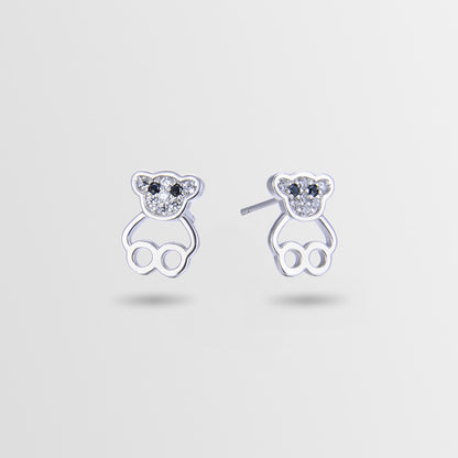 925 Sterling Silver Animal Stud Earrings - Minimalist Geometric CZ Accent Earrings with Plastic Stoppers