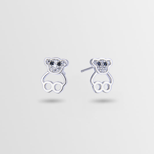 925 Sterling Silver Animal Stud Earrings - Minimalist Geometric CZ Accent Earrings with Plastic Stoppers