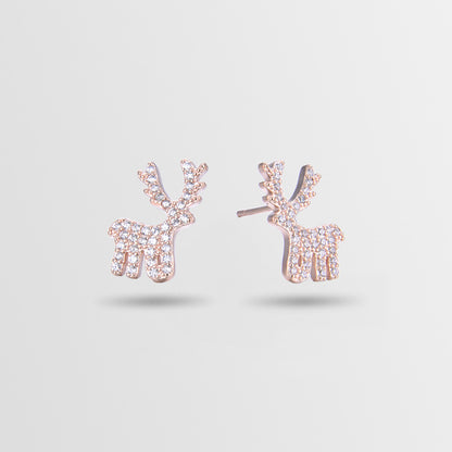 925 Sterling Silver Animal Stud Earrings with Cubic Zirconia - Minimalist Fashion Earrings with Plastic Backs