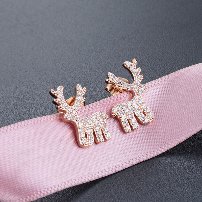 925 Sterling Silver Animal Stud Earrings with Cubic Zirconia - Minimalist Fashion Earrings with Plastic Backs