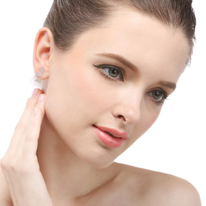 925 Sterling Silver Animal Stud Earrings with Cubic Zirconia - Minimalist Fashion Earrings with Plastic Backs