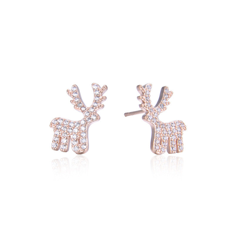 925 Sterling Silver Animal Stud Earrings with Cubic Zirconia - Minimalist Fashion Earrings with Plastic Backs