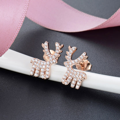 925 Sterling Silver Animal Stud Earrings with Cubic Zirconia - Minimalist Fashion Earrings with Plastic Backs