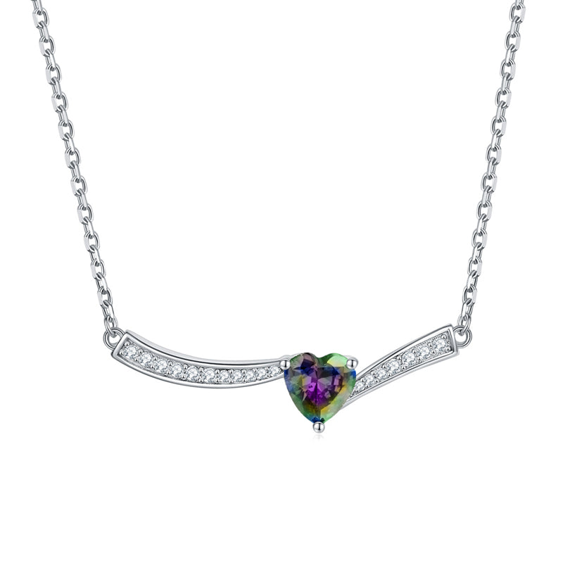 925 Sterling Silver Aquamarine Heart Pendant Necklace - Ocean-Inspired Jewelry