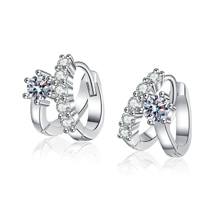 925 Sterling Silver Asymmetric Irregular Stud Earrings with 0.3ct Moissanite Luxury Statement Jewelry for Women