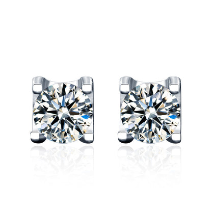 925 Sterling Silver Beveled Square Geometric Animal Stud Earrings with 0.5ct Moissanite Rhodium Plated Minimalist Jewelry for Women