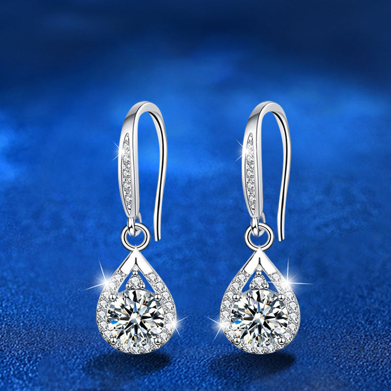 925 Sterling Silver Beveled Square Geometric Stud Earrings with 0.5ct or 1ct Moissanite Rhodium Plated Premium Jewelry for Women
