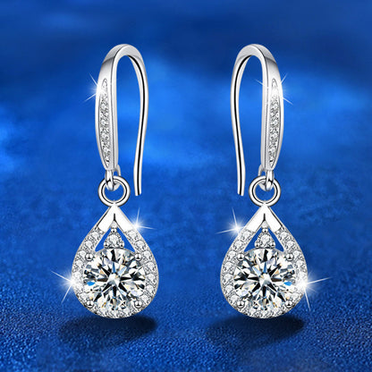 925 Sterling Silver Beveled Square Geometric Stud Earrings with 0.5ct or 1ct Moissanite Rhodium Plated Premium Jewelry for Women