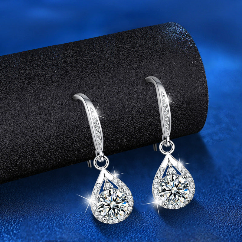 925 Sterling Silver Beveled Square Geometric Stud Earrings with 0.5ct or 1ct Moissanite Rhodium Plated Premium Jewelry for Women