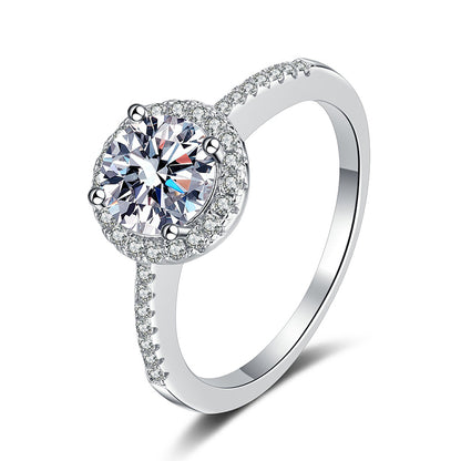 925 Sterling Silver Bezel Set Moissanite Ring | Subtle Peach-Inspired European Style