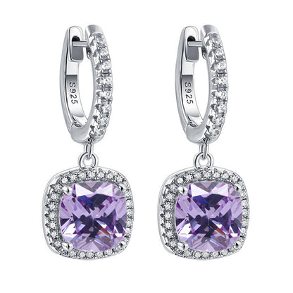 925 Sterling Silver Birthstone Hoop Earrings – Premium Zircon Simulated Diamond Circle Earrings