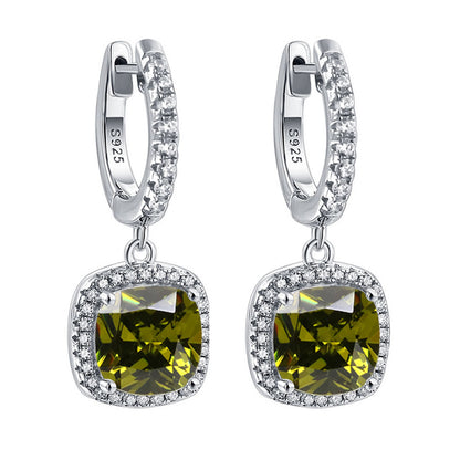 925 Sterling Silver Birthstone Hoop Earrings – Premium Zircon Simulated Diamond Circle Earrings