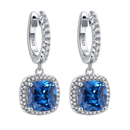 925 Sterling Silver Birthstone Hoop Earrings – Premium Zircon Simulated Diamond Circle Earrings