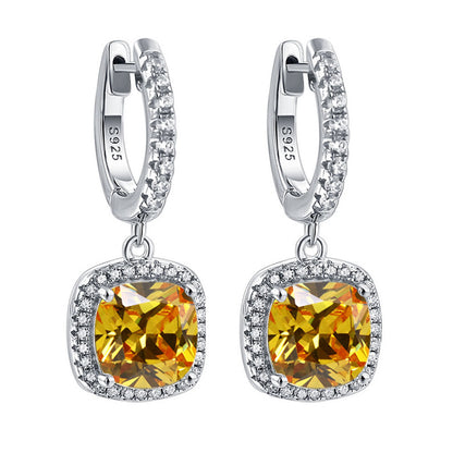 925 Sterling Silver Birthstone Hoop Earrings – Premium Zircon Simulated Diamond Circle Earrings